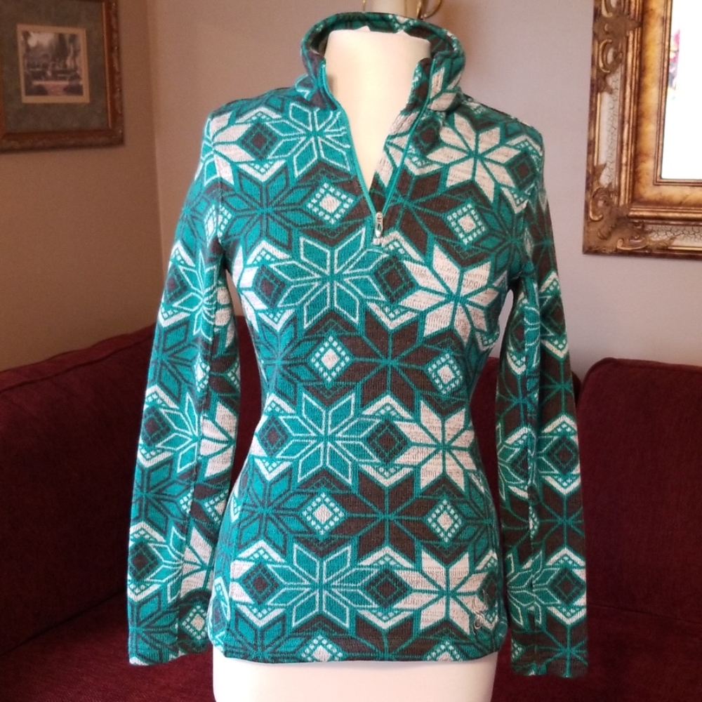 Spyder Fair Isle high neck zipper knit